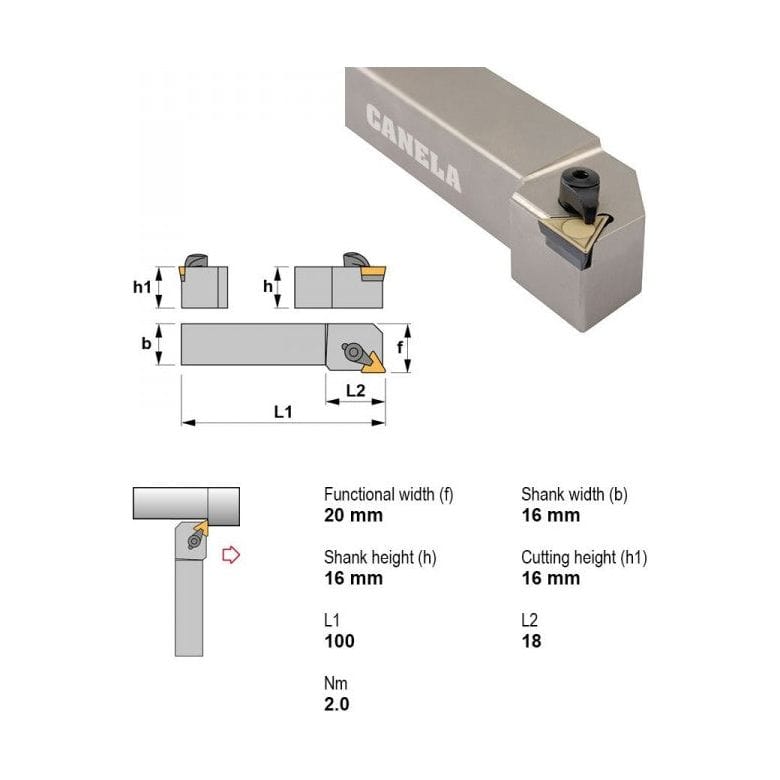 Canela Top Clamp Turning Tool Holder CTGPL1616H11 16mm Shank - Twin Eagle Imports