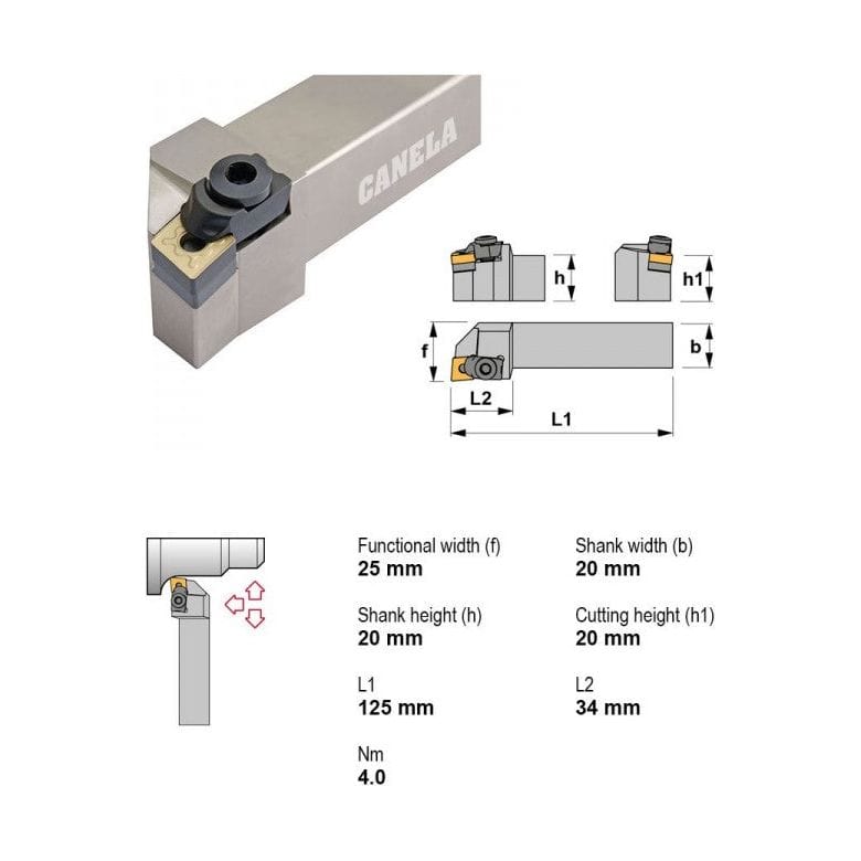 Canela Turning Tool Canela Wedge Clamp or Double Lock Turning Tool Holder MCLNR2020K12 20mm Shank