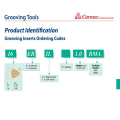 CARMEX Grooving Insert Carmex Internal/External Snap Ring Grooving Insert 16mm / R1.20 / 16 IR/EL R1.20 BXC