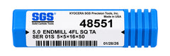 Kyocera SGS 48551 5mm 4 Flute Ti-NAMITE-A AlTiN Coated Carbide Square End Mill