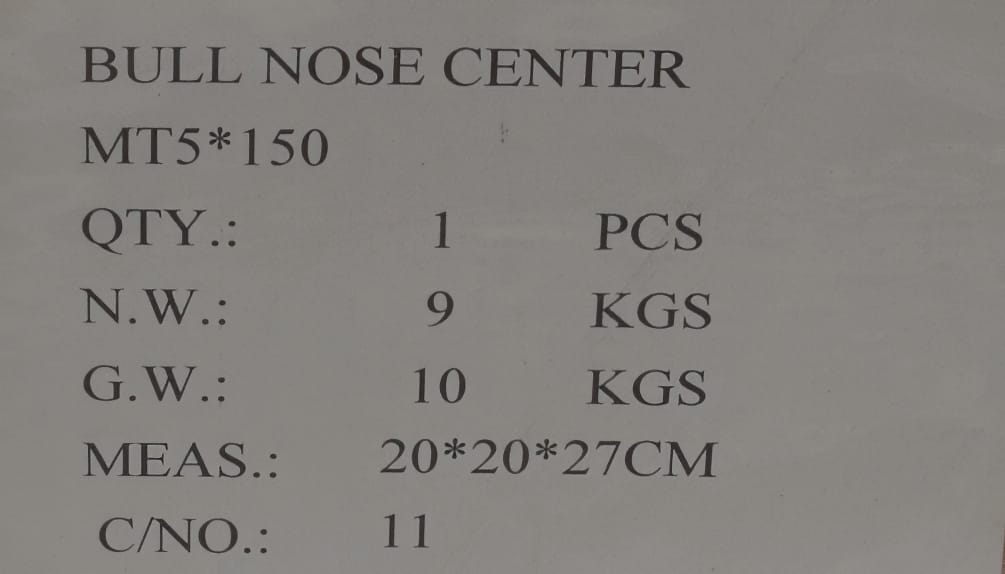 DAJIU ACCESSORIES Bull Nose Pipe Centre MT5 x 150mm Heavy Duty Revolving Pipe Centre