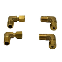 DOT Brass Connector 4pc Brass Compression Union 90° Male Female Elbow (T1/8xM1/8)