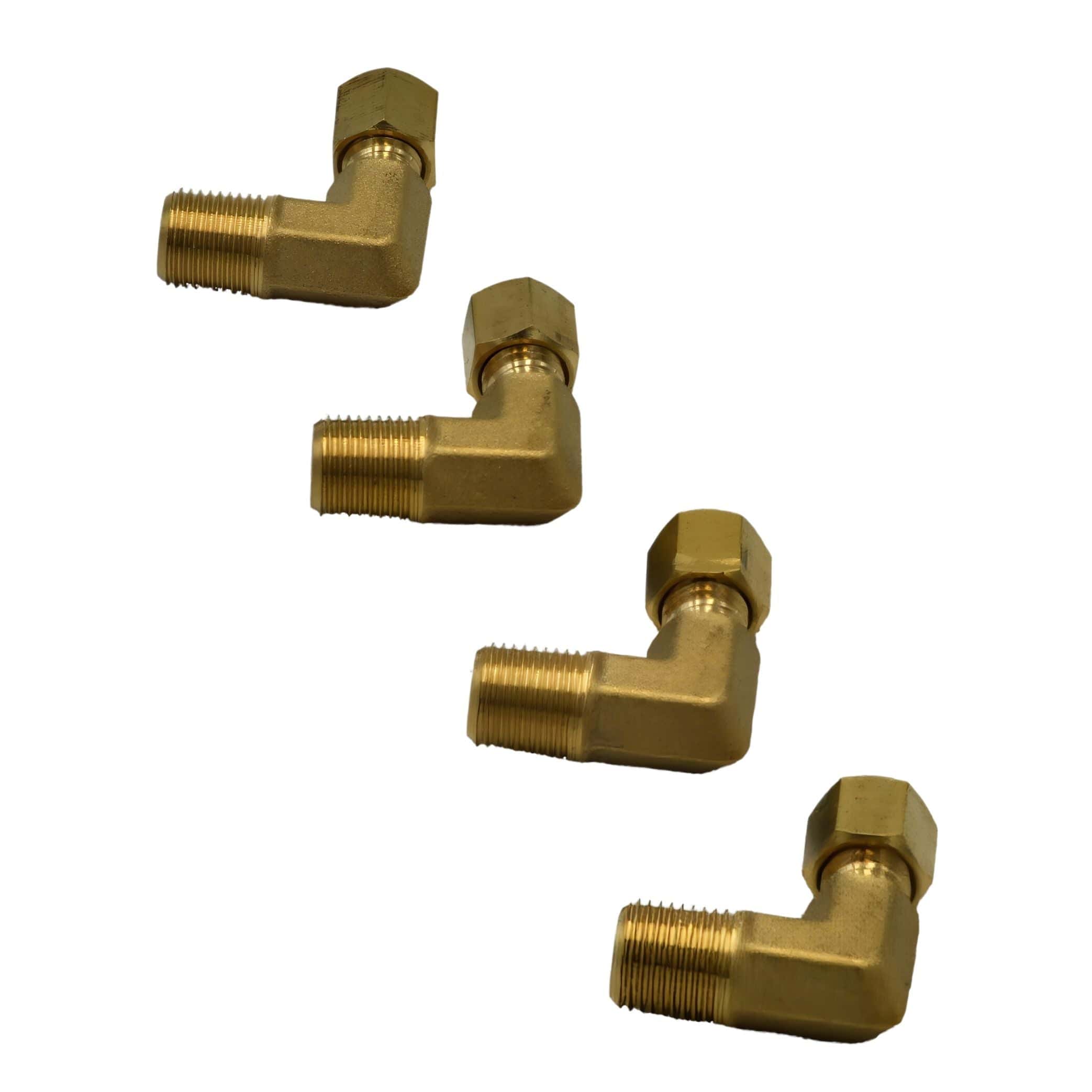 DOT Brass Connector 4pc Brass Compression Union 90° Male Female Elbow (T1/8xM1/8)