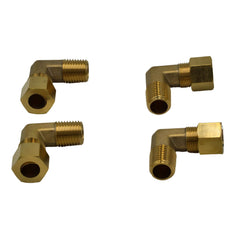 DOT Brass Connector 4pc Brass Compression Union 90° Male Female Elbow (T3/8xM1/4)