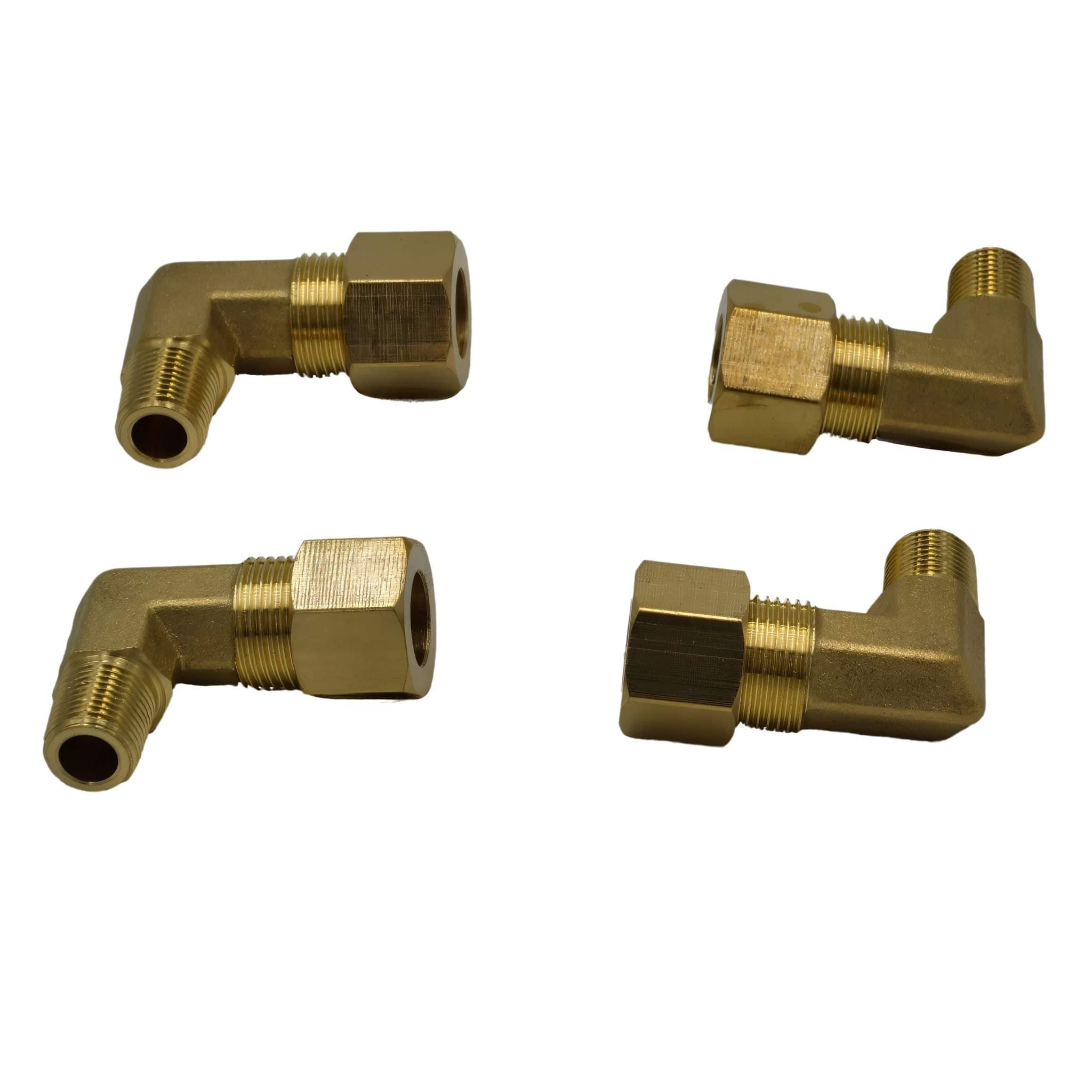 DOT Brass Connector 4pc Brass Compression Union 90° Male Female Elbow (T3/8xM1/8)
