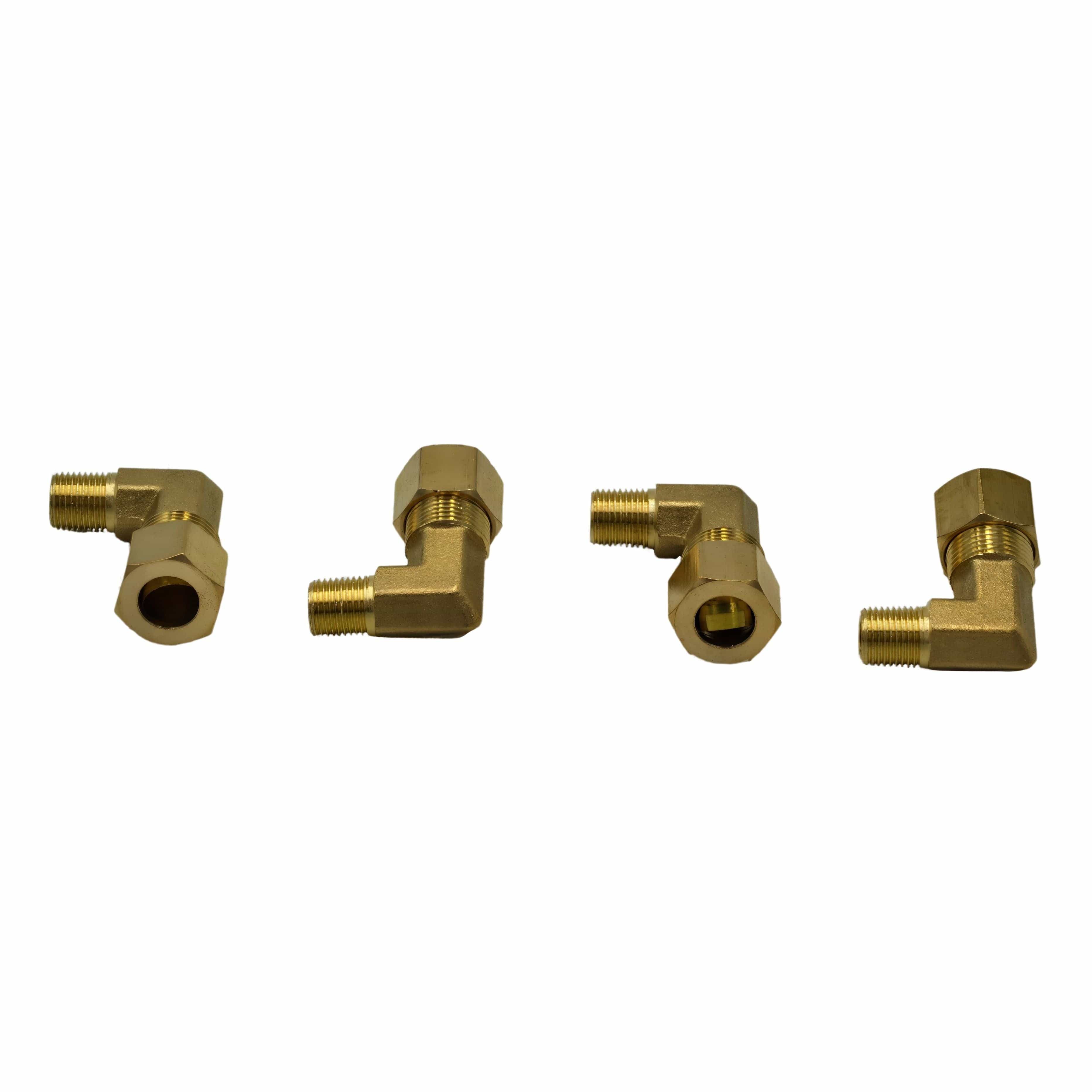DOT Brass Connector 4pc Brass Compression Union 90° Male Female Elbow (T3/8xM1/8)