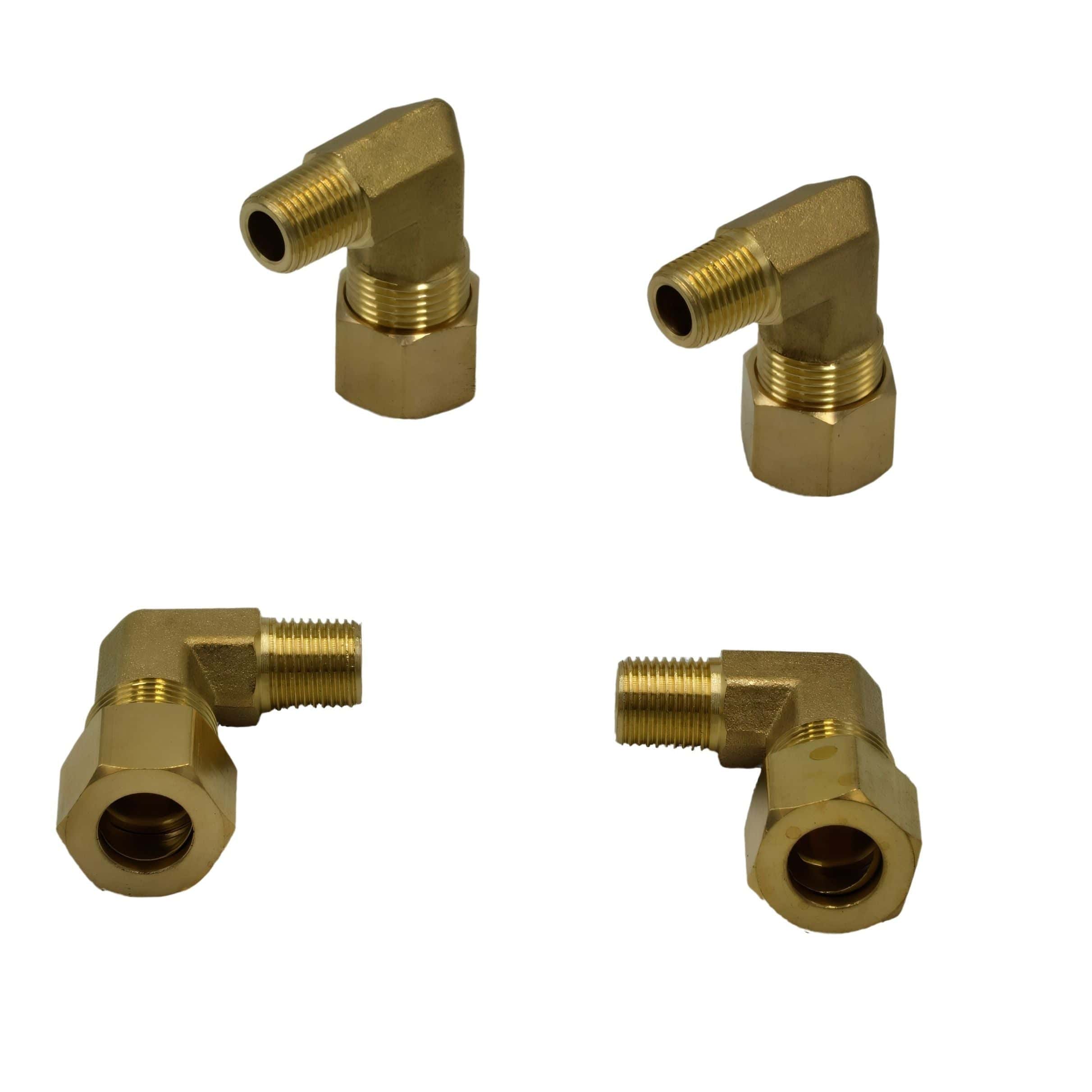 DOT Brass Connector 4pc Brass Compression Union 90° Male Female Elbow (T3/8xM1/8)