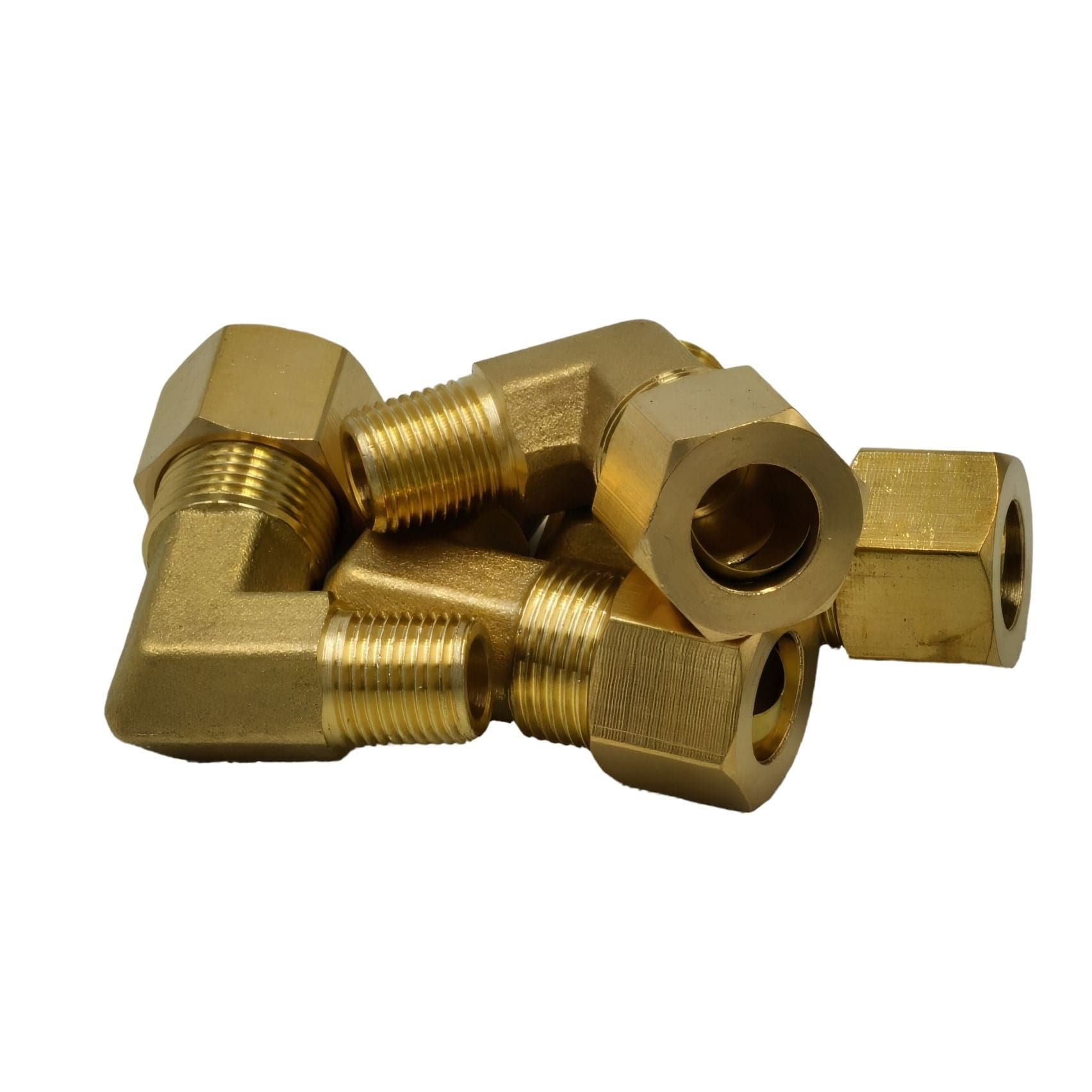 DOT Brass Connector 4pc Brass Compression Union 90° Male Female Elbow (T3/8xM1/8)