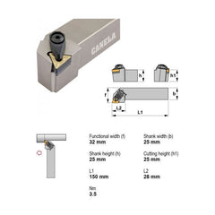 Canela Dimple Lock Turning Tool Holder DTGNR2525M16-N 25mm Shank