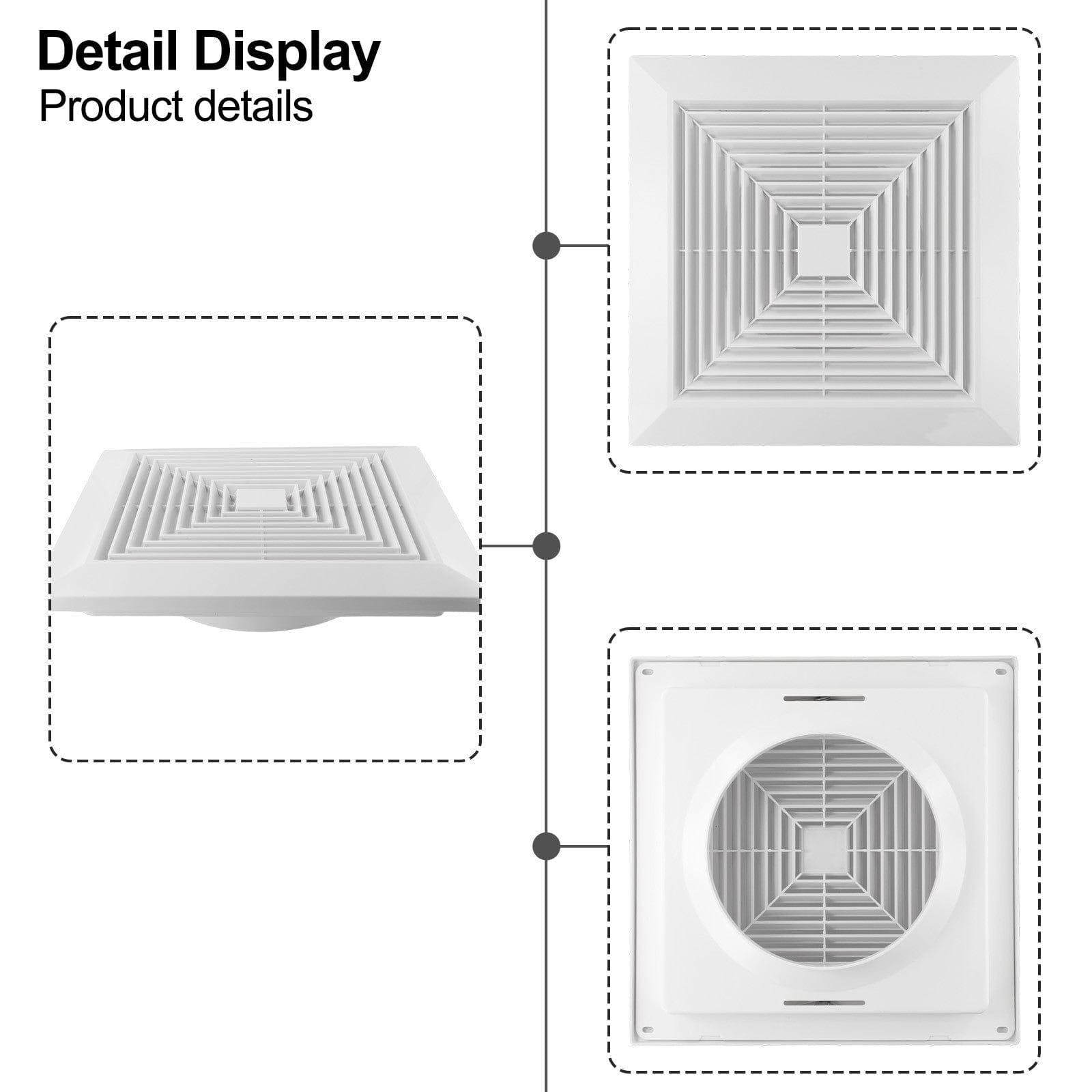 Ductsure Ventilation Twin Pack Ductsure 100mm Port Square Ceiling Diffuser With Adaptor Plate