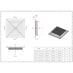Ductsure White Aluminium Vent Grille – Square Face Slat (370 x 370 mm) - LFD-4A 370/225 - Twin Eagle Imports