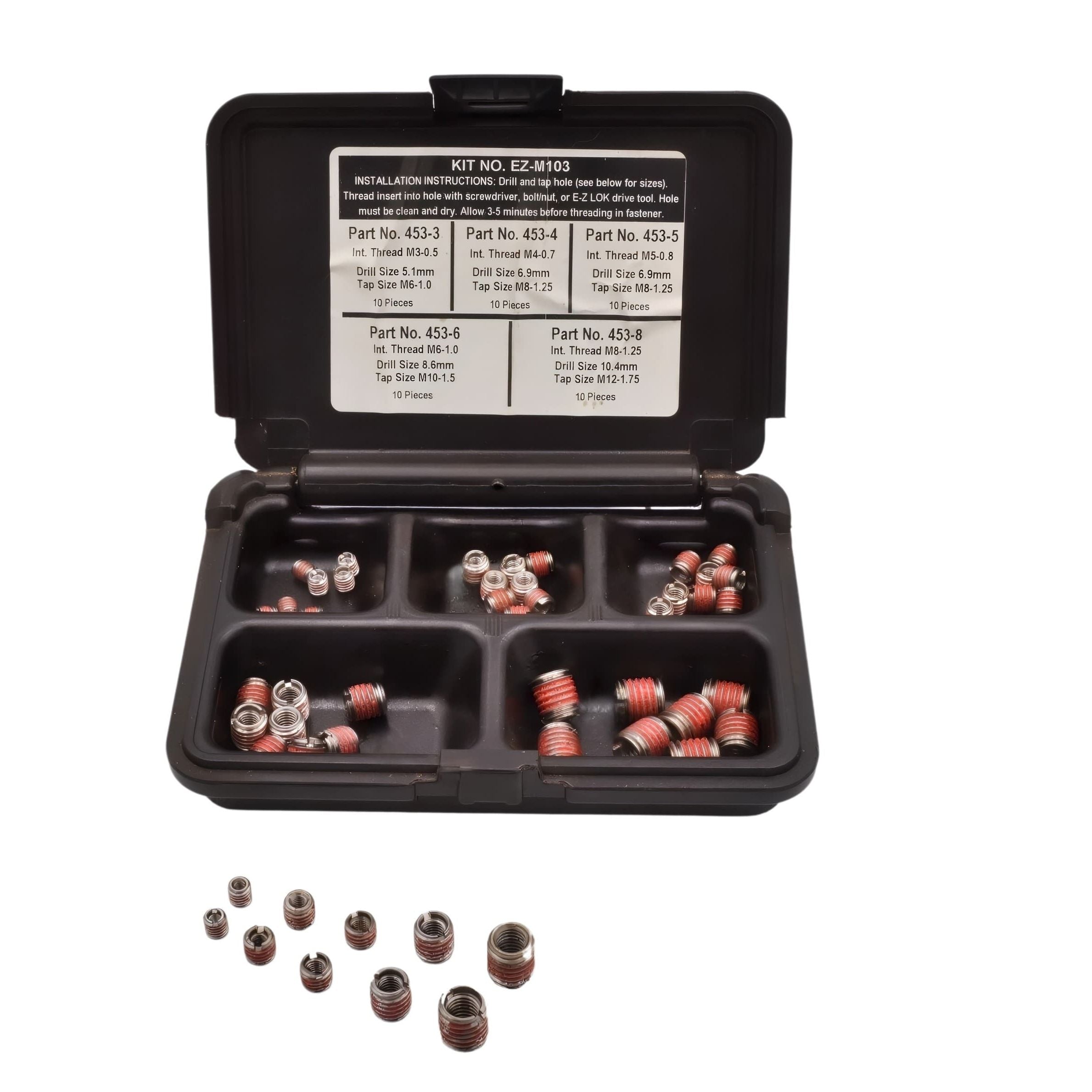 E-Z LOK INSERTS E-Z LOK EZ-M103 Metric Thread Repair Insert Kit M3–M8