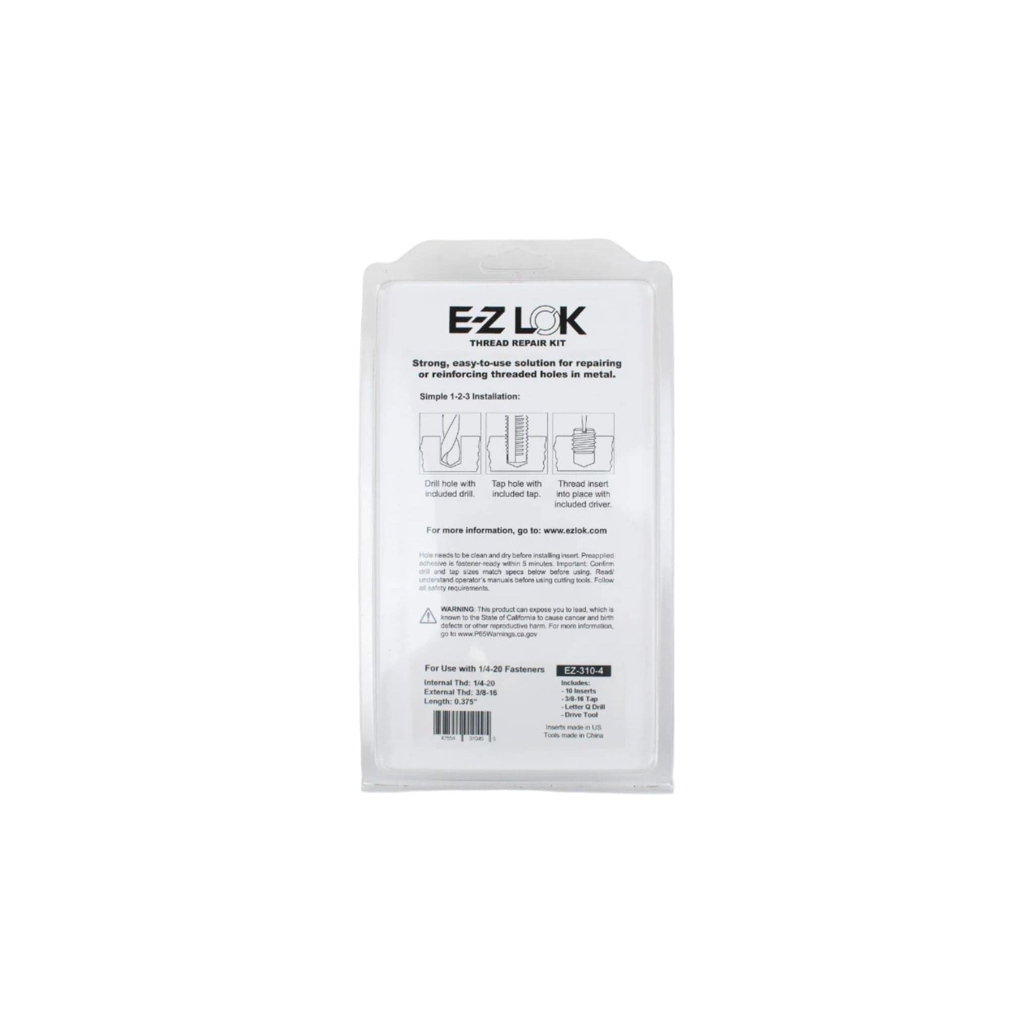 E-Z LOK THREAD REPAIR E-Z Lok Thin Wall Thread Repair Kit - 1/4-20 UNC X 3/8-16 UNC
