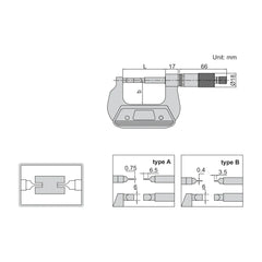 Insize Blade Micrometer 100-125mm Range Series 3232-125BA