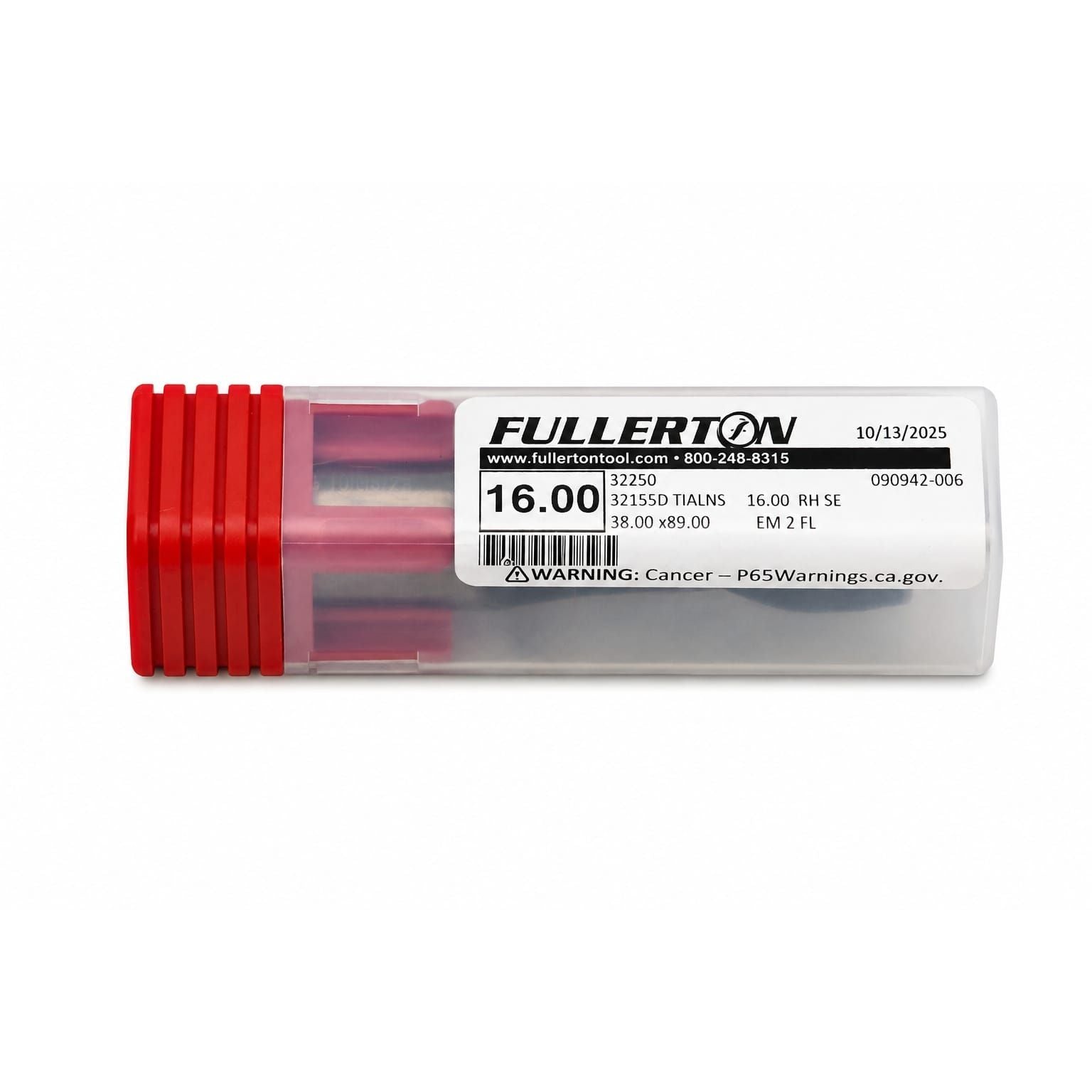 Fullerton CARBIDE ENDMILL Fullerton 92250 16mm 2 Flute TiAlN Coated Carbide Square End Mill