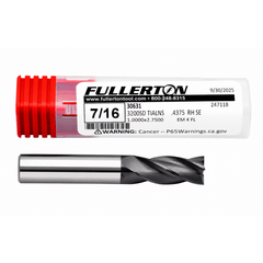 FULLERTON TOOL COMPANY CARBIDE ENDMILL Fullerton 30631 7/16 Inch 4 Flute TiAlN Coated Carbide Square End Mill