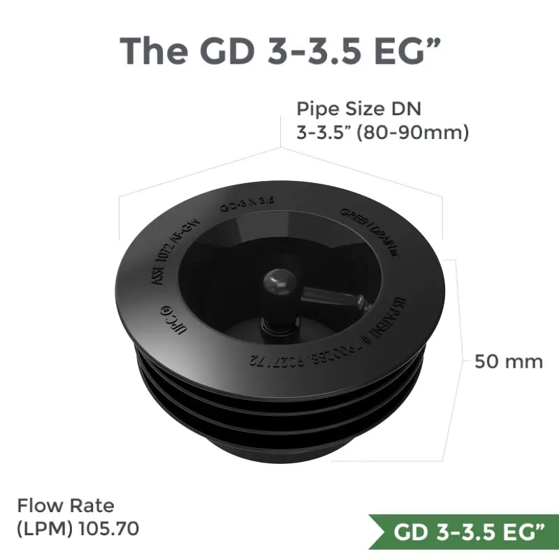 Green Drain Drain Waste Green Drain Waterless Trap Seal 3-3.5" (85-90mm)