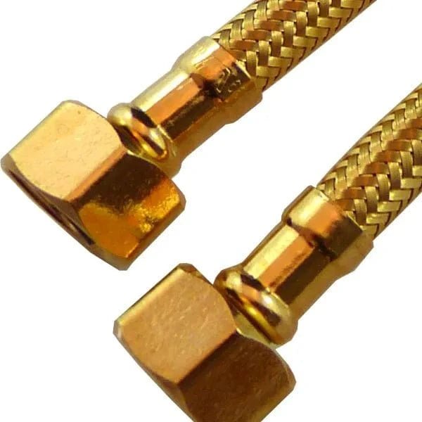 Haron B4F18G 18″ (450mm) GOLD 1/2″F x 1/2″F Stainless Steel Braided Hose - Twin Eagle Imports