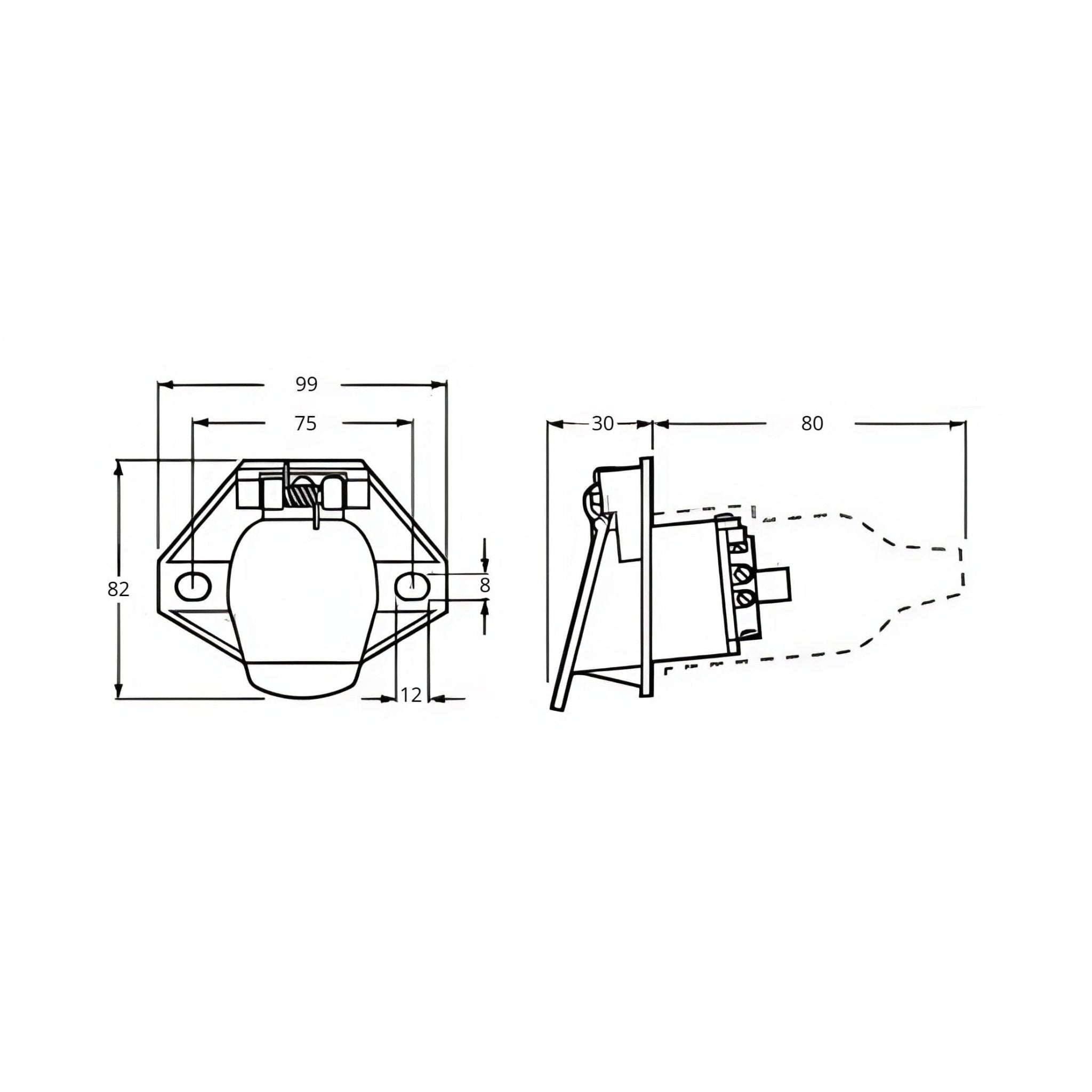 Heavy-Duty 7-Pin Round Trailer Socket Die-Cast Zinc Protective Boot & Locking Tab - Twin Eagle Imports
