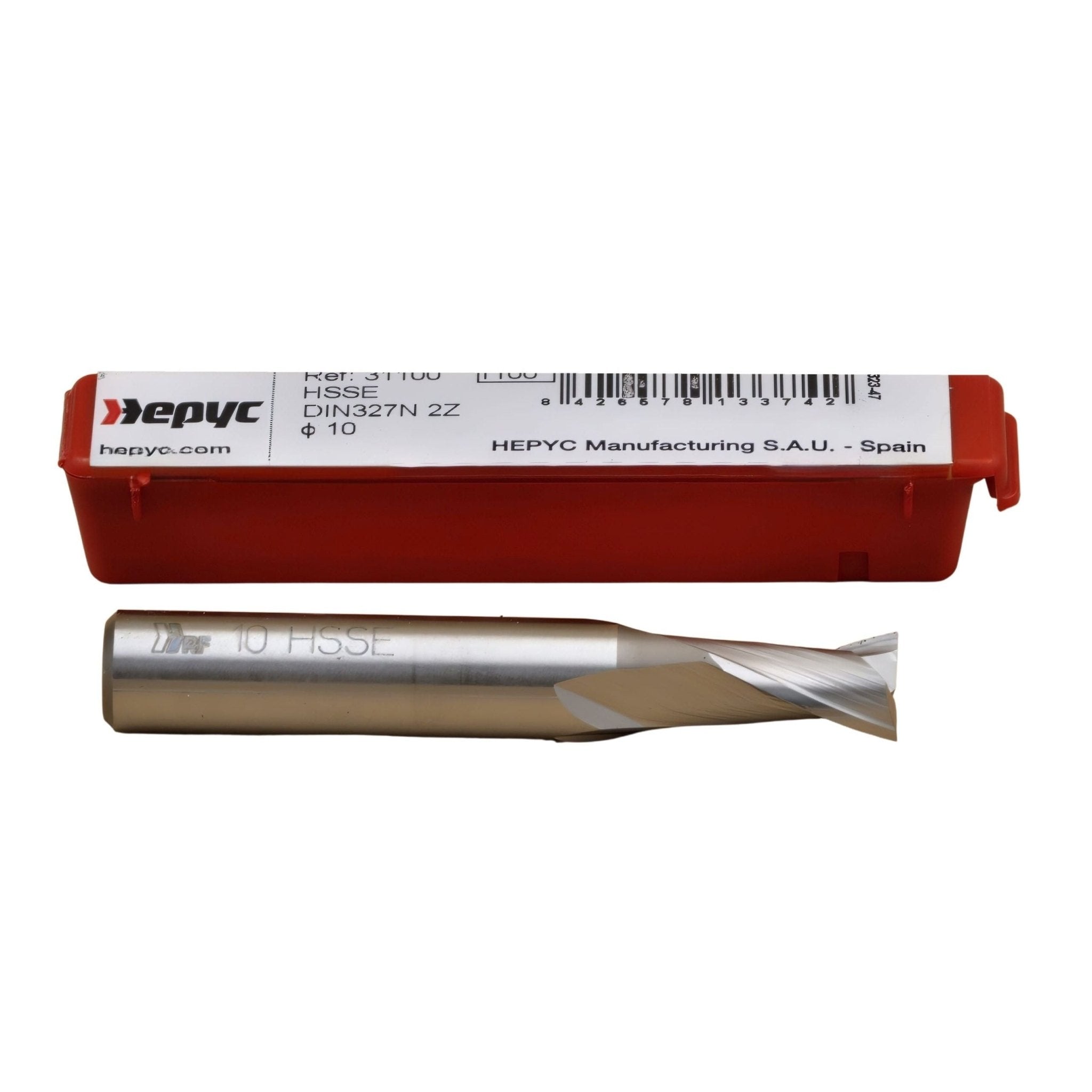 Hepyc 10mm Cobalt HSS End Mill DIN327N Short Series 2 Flute 30° Helix - Twin Eagle Imports