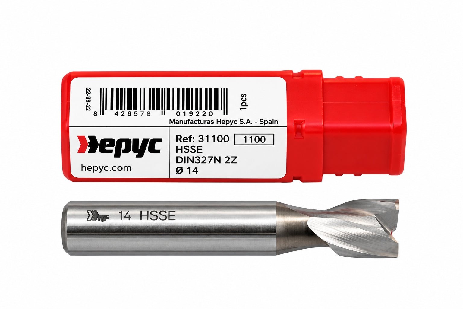 Hepyc 14mm HSSE DIN327N End Mill 2 Flute 30° Helix Short Series - Twin Eagle Imports