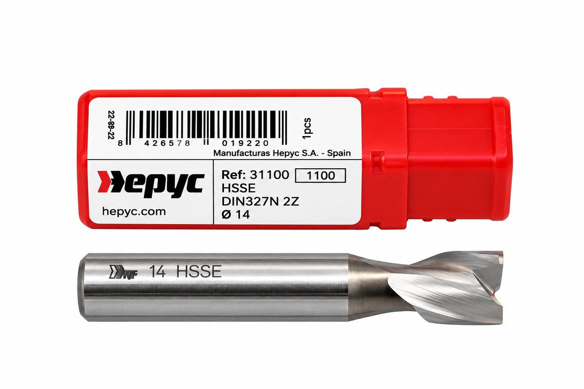 Hepyc 14mm HSSE DIN327N End Mill 2 Flute 30° Helix Short Series - Twin Eagle Imports