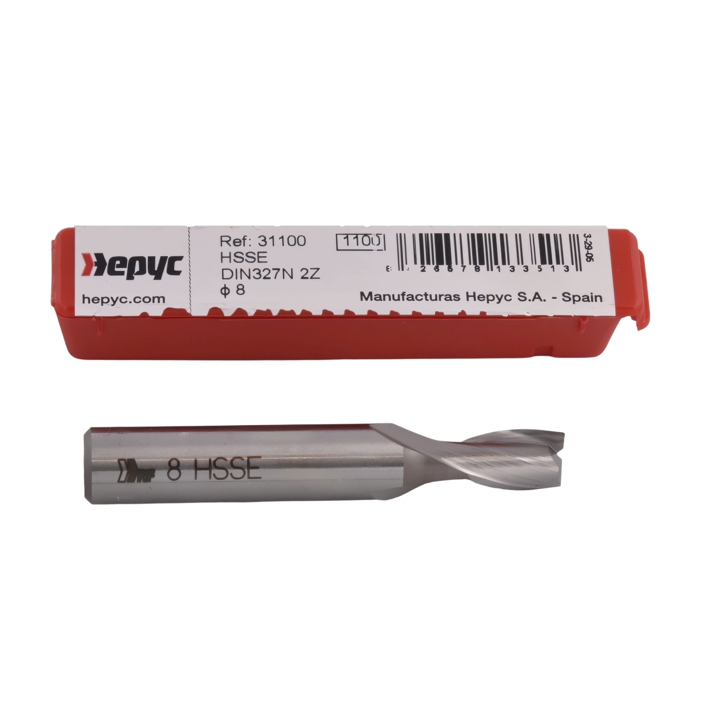 HEPYC ENDMILL Hepyc 8mm Cobalt HSS End Mill DIN327N Short Series 2 Flute 30° Helix