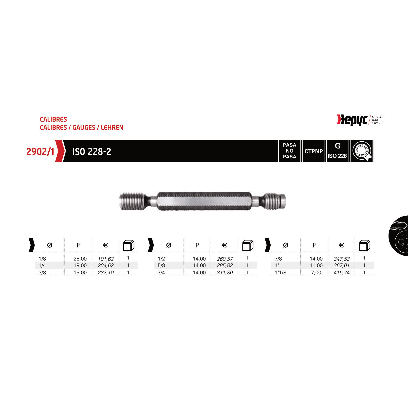 Hepyc GO / NO GO Thread Plug Gauge G 3/4-14 ISO228-2 - Twin Eagle Imports