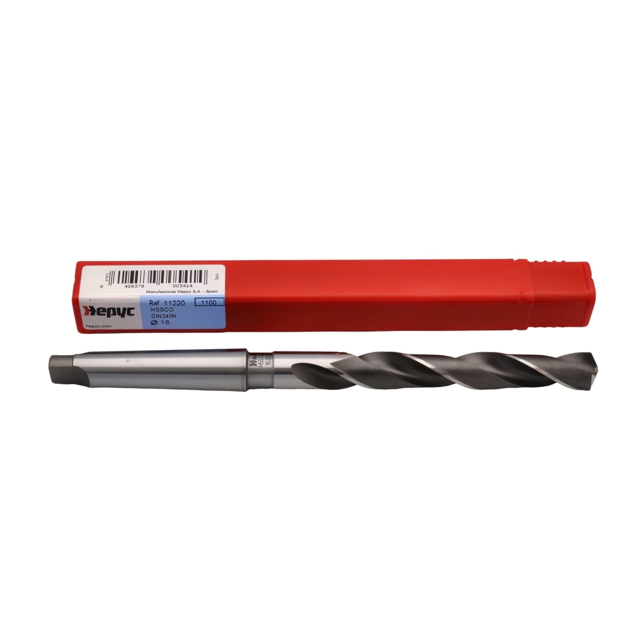 Hepyc HSSCo Taper Shank Drill Bit 16.0mm DIN345N CM2 - Twin Eagle Imports
