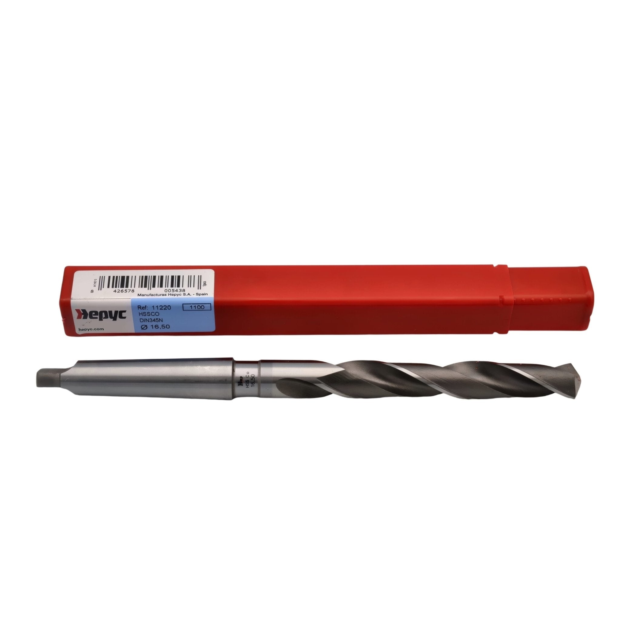 Hepyc HSSCo Taper Shank Drill Bit 16.5mm DIN345N CM2 - Twin Eagle Imports
