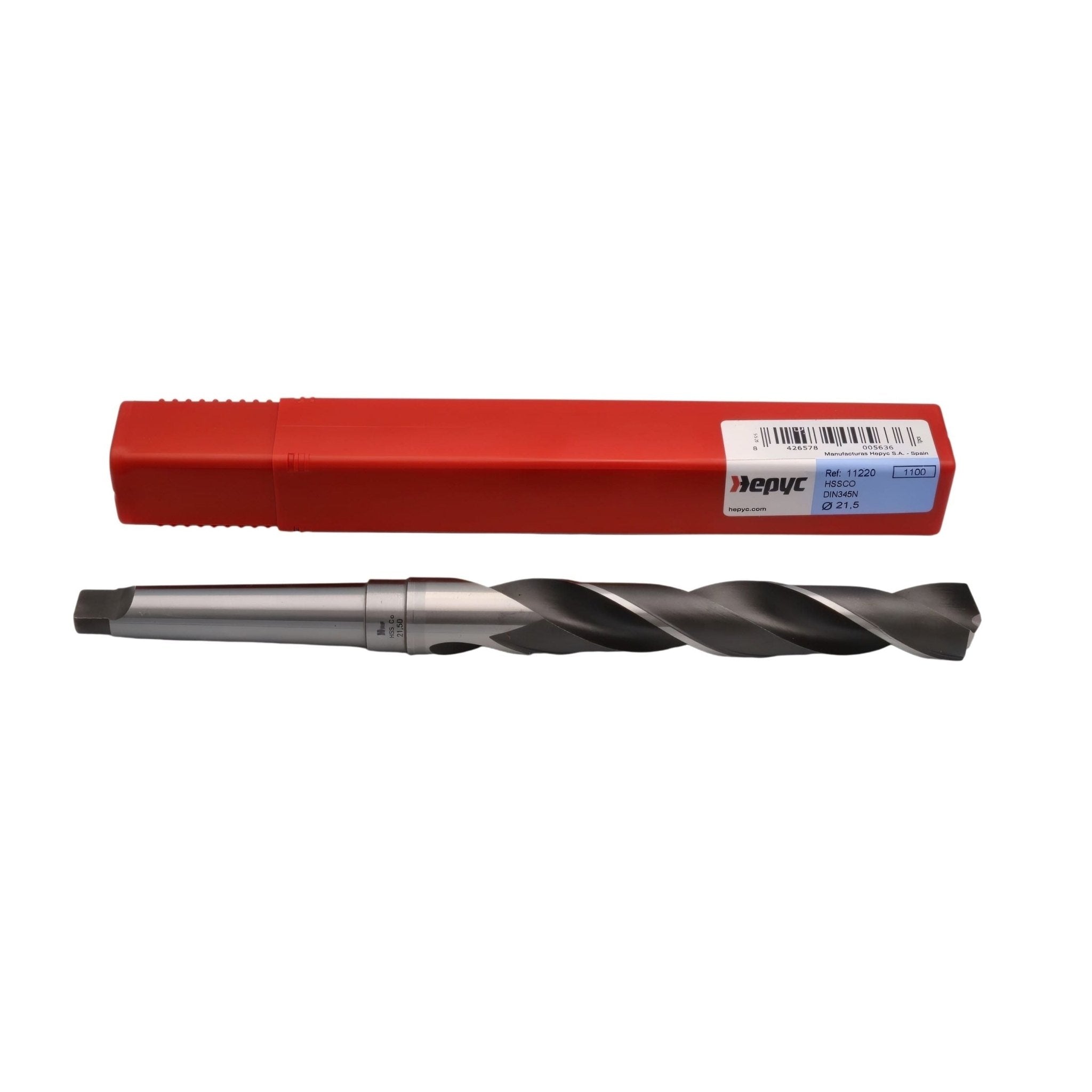 Hepyc HSSCo Taper Shank Drill Bit 21.5mm DIN345N CM2 - Twin Eagle Imports