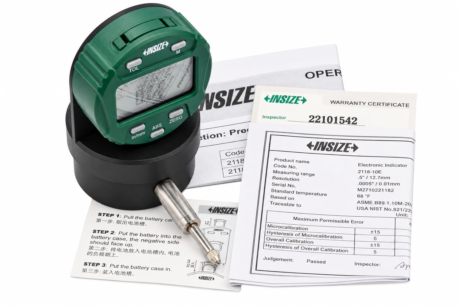 Insize 2118-10E Back Plunger Type Digital Indicator Flat Back 0.5" - Twin Eagle Imports