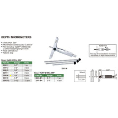 Insize 6pc Imperial Depth Micrometer 0-6" Range Series 3241-6 - Twin Eagle Imports