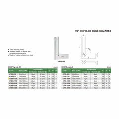 Insize 90° Bevelled Edge Square 100x70mm Range Series 4790-0100 - Twin Eagle Imports