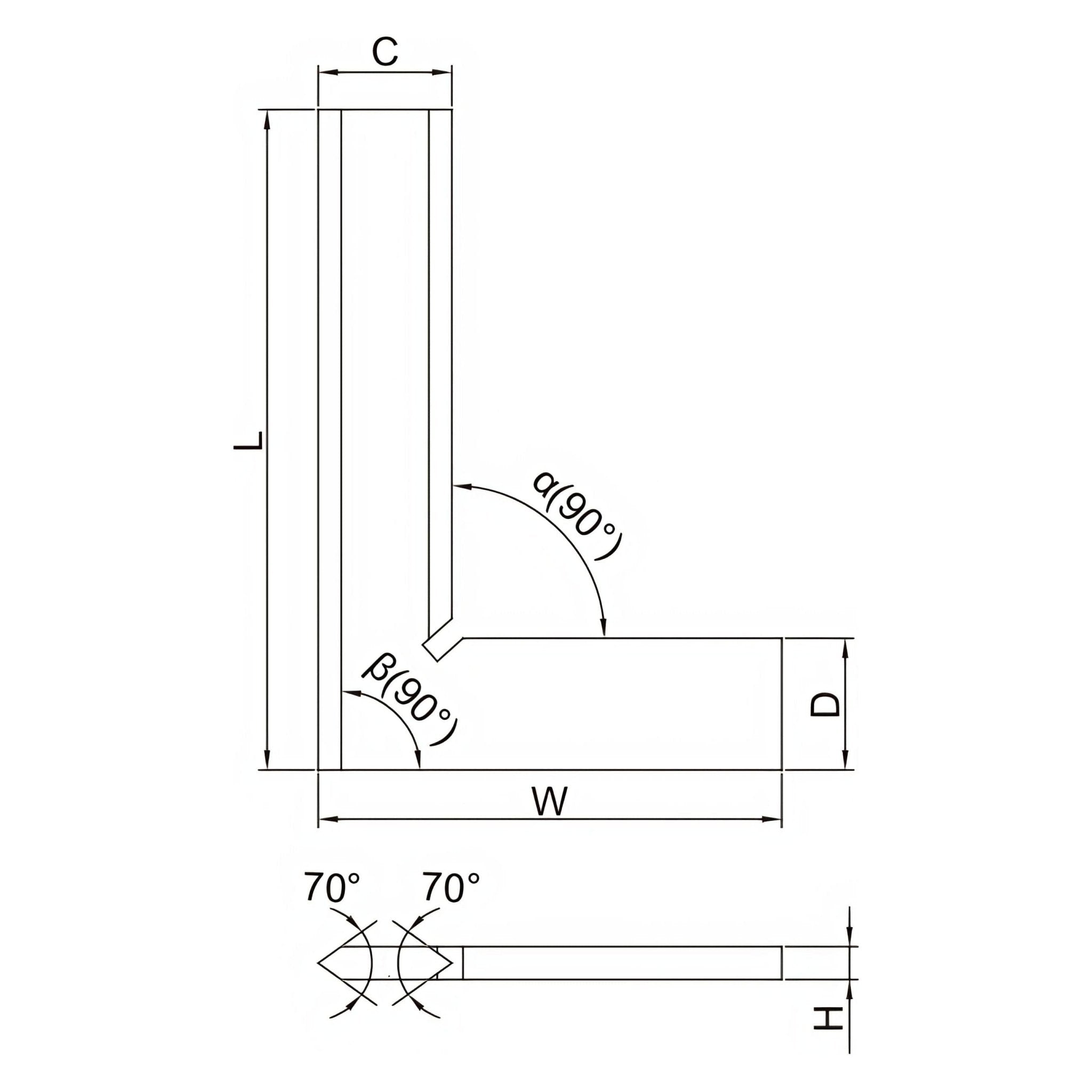 Insize 90° Bevelled Edge Square 300x200mm Range Series 4790-3000 - Twin Eagle Imports