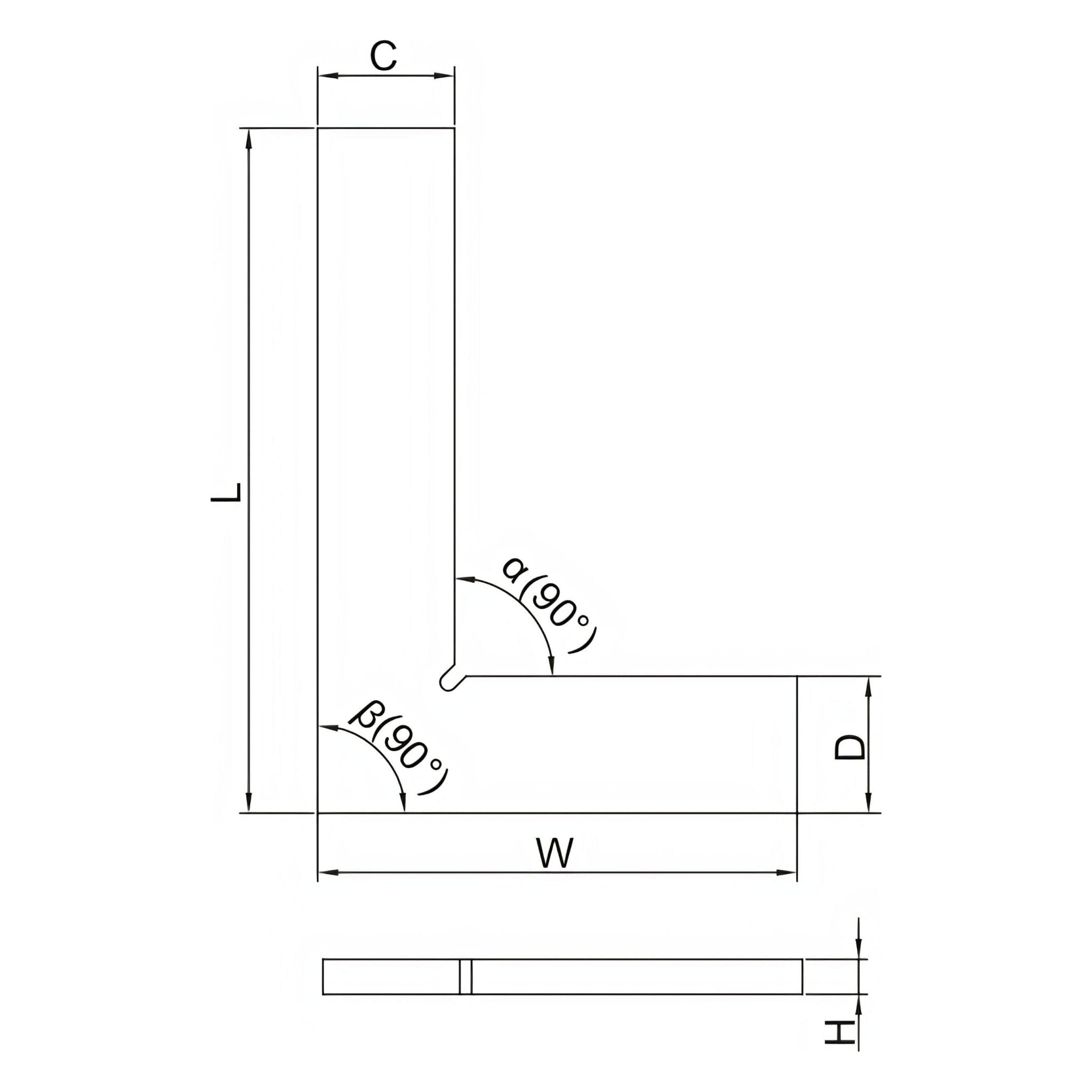 Insize 90° Flat Edge Square 150x100mm Range Series 4791-150 - Twin Eagle Imports