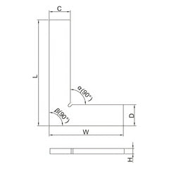 Insize 90° Flat Edge Square 200x130mm Range Series 4791-200 - Twin Eagle Imports
