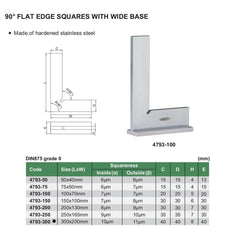 Insize 90° Flat Edge Square 300x200mm Range Series 4793-300 - Twin Eagle Imports