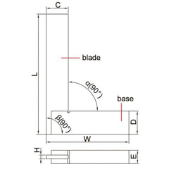 Insize 90° Flat Edge Square 50x40mm Range Series 4792-50 - Twin Eagle Imports