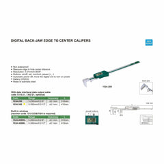Insize Digital Back-Jaw Edge to Center Caliper Range Series 1524-300 - Twin Eagle Imports