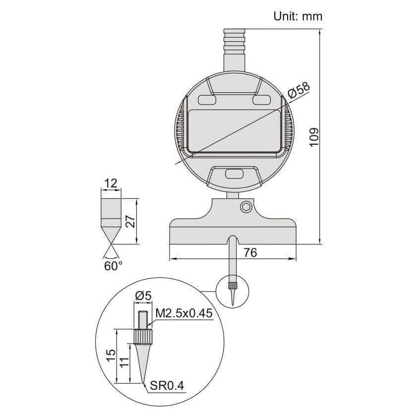 Insize Digital Depth Gauge (60° Knife Edge Base) Range Series 2143-101 - Twin Eagle Imports