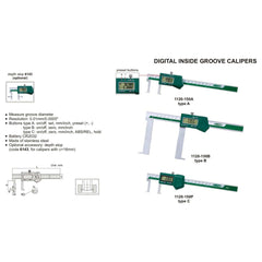 Insize Digital Inside Groove Caliper 25-200mm Range Series 1120-200A - Twin Eagle Imports