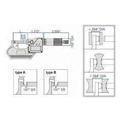 Insize Digital Spherical Anvil Tube Micrometer 0-25mm/0-1" Range Series 3560-25SE - Twin Eagle Imports