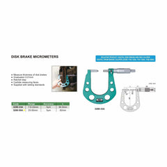 Insize Disc Brake Micrometer 25-50mm Range Series 3288-50A - Twin Eagle Imports