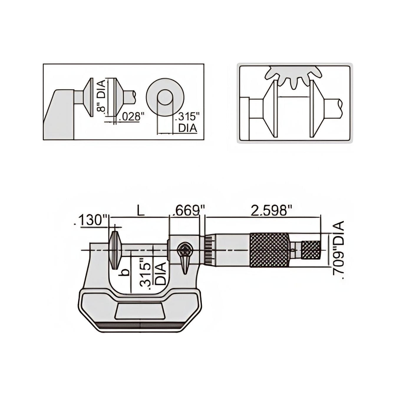 Insize Disc Micrometer 1-2" Range Series 3282-2 - Twin Eagle Imports