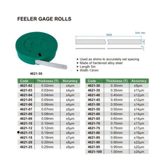 Insize Feeler Gauge Tape 0.15mm Range Series 4621-15 - Twin Eagle Imports