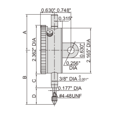 Insize Imperial Lug Back Dial Indicator 2" Range Series 2307-2 - Twin Eagle Imports