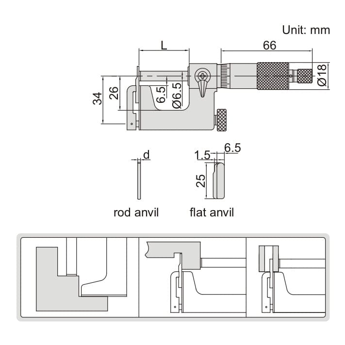 Insize Interchangeable Anvil Micrometer 25-50mm Range Series 3262-50A - Twin Eagle Imports