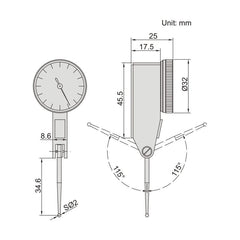 Insize Long Styli Dial Test Indicator 0.5mm Range Series 2896-05 - Twin Eagle Imports