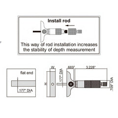 INSIZE Measuring Equipment Insize 3pc Imperial Depth Micrometer 0-3" Range Series 3241-3